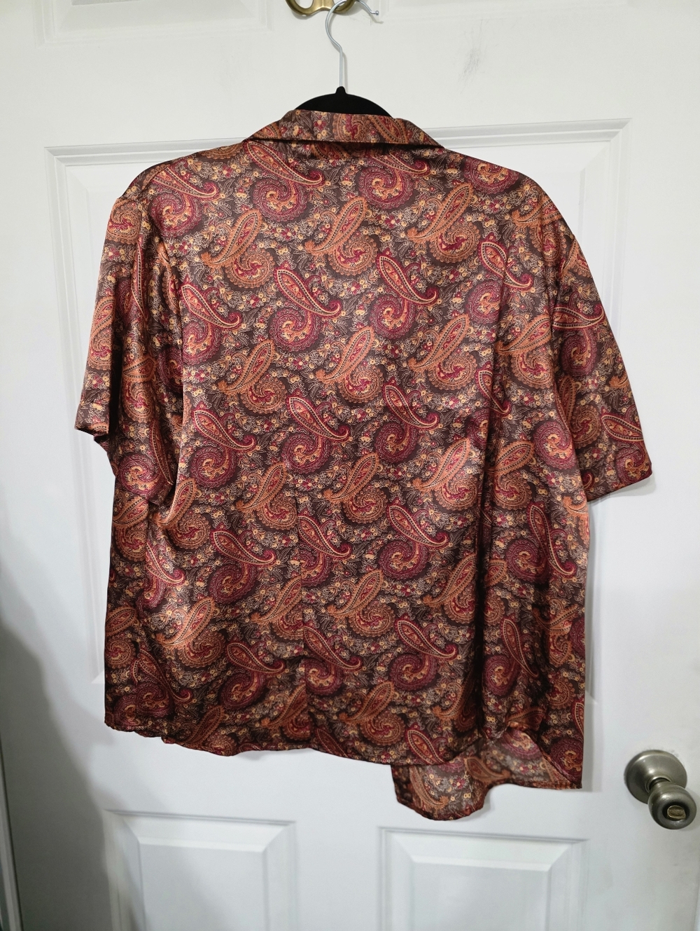 (2 FOR $20) Jaclyn Smith Paisley Short-Sleeve Shirt - Brown/Red - Picture 3 of 3